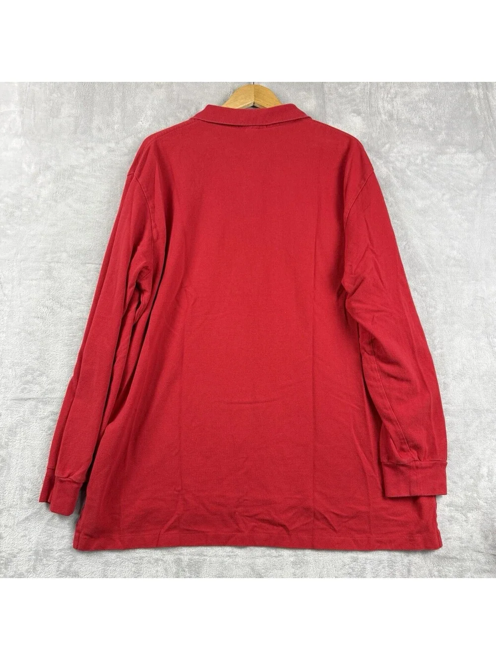 Polo Ralph Lauren Red Rugny Shirt Polo Long Sleeve Navy Pony 100% Cotton Preppy
